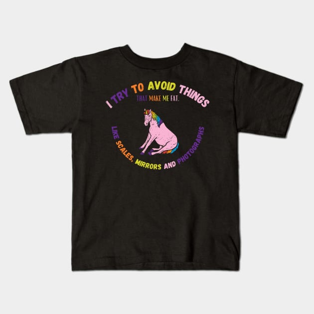 Try To Avoid Things That Make Me Fat Kids T-Shirt by maxdax